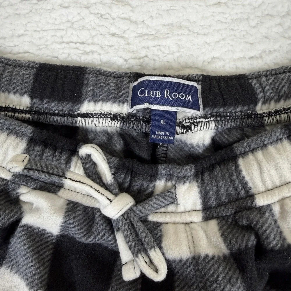 Club Room Men's Fleece Pajama Pant Black White Multi XL